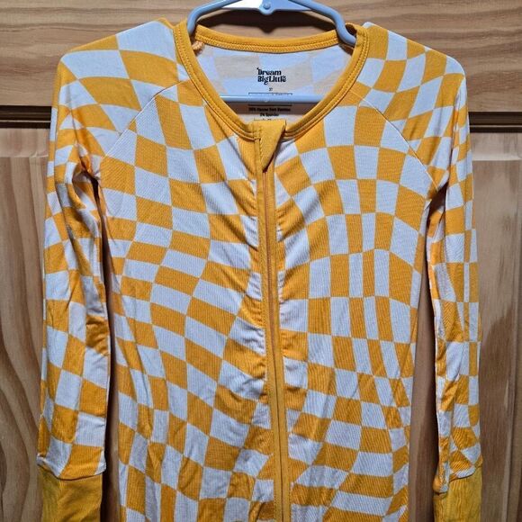 Dream Big Little Co Orange Checker Bamboo Romper 3T - Picture 2 of 4